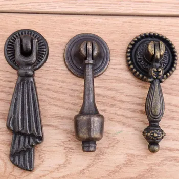 Vintage nød stil gyngende vedhæng skuffe kabinet knopper trækker sort antik messing kommode dør håndtag, greb bronze slip greb