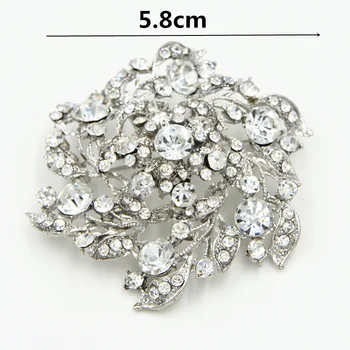 Vintage Silver Farve Klare Krystaller, Blomst Legering Broche Weddig Brudebuket Brocher Pins Hot Sælger Nye Design!