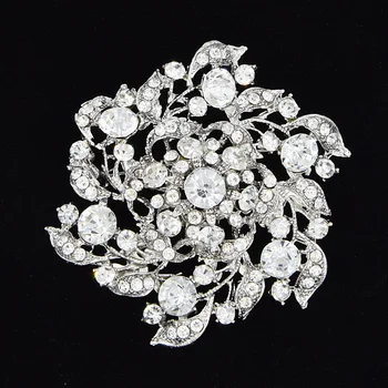 Vintage Silver Farve Klare Krystaller, Blomst Legering Broche Weddig Brudebuket Brocher Pins Hot Sælger Nye Design!