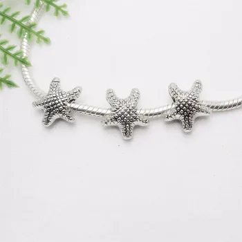 Vintage Sølv Perler starfish passer til Pandora Charms DIY Europæiske Armbånd til Metal Smykker at Gøre 60pcs/masse