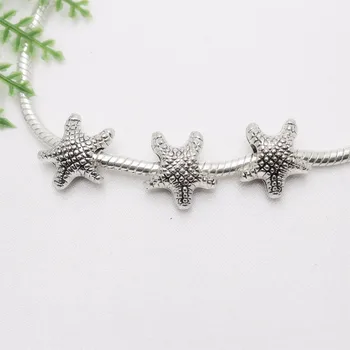 Vintage Sølv Perler starfish passer til Pandora Charms DIY Europæiske Armbånd til Metal Smykker at Gøre 60pcs/masse