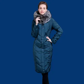 Vinter dunjakke til kvinder længe design Sølv ræv pels krave ned frakker Europa og USA minus 40 grader varm jakke Q704A