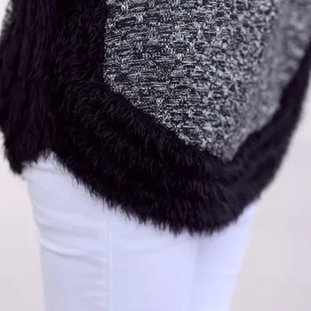 Vinter Fashion Kvinder Sweater Kvindelige O-hals Lange Ærmer Mohair Patchwork Pullover, Casual Løs Trøjer Træk Femme