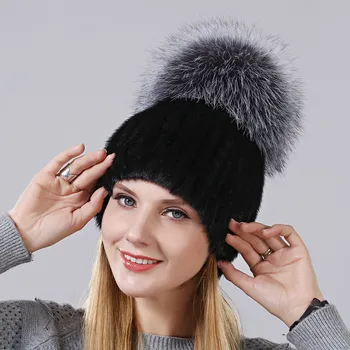 Vinter Nye Stil Hat Til Kvinder Naturlige Mink Pels Hætte Med Høj Kvalitet Ræv Pels På Toppen Damer 