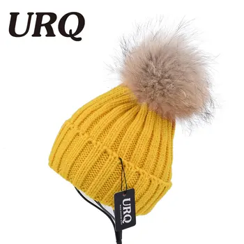 Vinter varm hætte til kvinder ægte vaskebjørn pels Akryl cap blødt lys klassiske caps hat voksen hot salg casual solid pom pom 1001