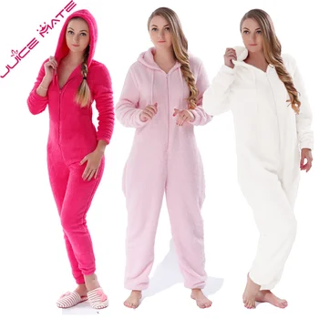 Vinter Varme Pyjamas Kvinder Onesies Fluffy Fleece Jumpsuits Nattøj Samlet Plus Size Hood Sæt Pyjamas Onesie For Kvinder, Voksne
