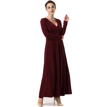 Vinteren Elegant Kjole Kvinder, Vin Rød langærmet Multiway Konvertible Kjoler Infinity-Wrap Robe Maxi Kjole Bryst cross Vestidos