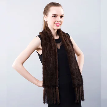 Vinteren Kvinder Tørklæde Real Mink Fur Nye 2017 Naturlige Strikke Pels russisk Kvinde Hvid/Sort Tørklæde Ægte Pels Tørklæder til Kvinder