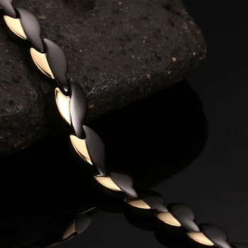 Vinterly Guld-farve Armbånd, Kæde Hjerte Design Armbånd Armbånd Rustfrit Stål Sundhed Magnetiske Germanium Armbånd Til Kvinder