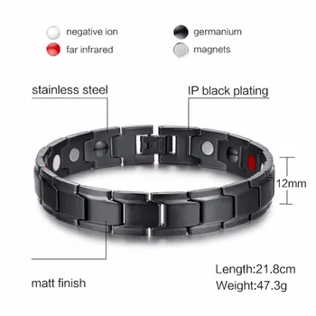 Vinterly Mærke, Design, Mode, Sundhed, Energi Armbånd Armbånd Mænd Black Smykker Rustfrit Stål Bio Magnetisk Armbånd For Manden