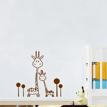 Vinyl Vægoverføringsbillede Flytbare Giraf Wall Sticker Baby Planteskole - Dyr - To Søde Giraffer Wall Sticker-Art Overførsel Vægmalerier
