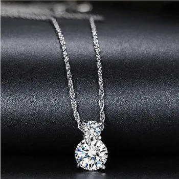 Virkelig 925 Sterling Sølv Bryllup Smykker Sæt til Brude Funklende CZ Diamant Halskæde og Stud Øreringe Smykker Sæt ZS001