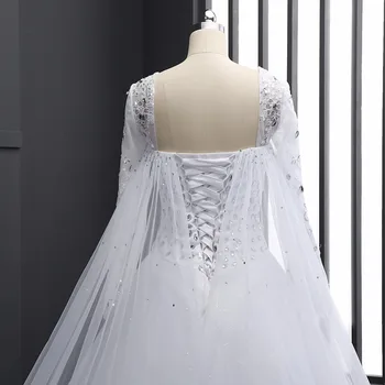 Virkelige Prøve 2018 Nye Bandage Tube Top Crystal Luksus Bryllup Kjole 2018 Brude-kjole til brudekjoler med Lange ærmer DB23002