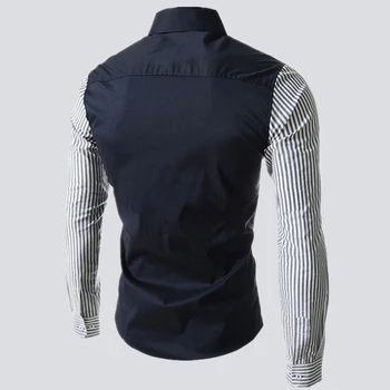 VISADA JAUNA Europæiske Størrelse Mænds Shirt Mode Skjorter til Mænd Casual Slim Fit Stribet langærmet Bomulds Camisa Masculina N87