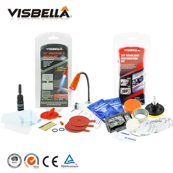Visbella DIY Forrude Reparation kit med uv-lys forrude Glas Knæk Lim Lim og forlygter restaurering kit til bil