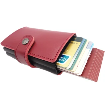 VM MODE KYS Forhindrer RFID-Lækage Bank Card Case i Ægte Læder Mini Computer Aluminium Antimagnetic Kreditkort Tegnebog Box