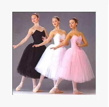 Voksen Romantisk Ballet Tutu Generalprøve Praksis Nederdel Swan Kostume til Kvinder Lang Tyl Kjole Hvid pink sort farve