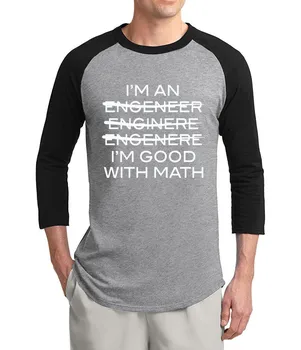 Voksen tshirt jeg er Ingeniør, jeg er God Til Matematik 2017 sommeren hot salg tre kvart ærme t-shirt, bomuld, raglan mænd t-shirts