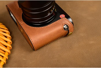[VR] Håndlavet i Ægte Læder kamerataske Halv Krop For Leica Q Tye116 Kamera Taske Bunden Dække Håndtere Vintage-Sag