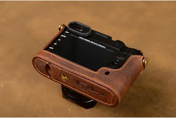 [VR] Håndlavet i Ægte Læder kamerataske Halv Krop For Leica Q Tye116 Kamera Taske Bunden Dække Håndtere Vintage-Sag