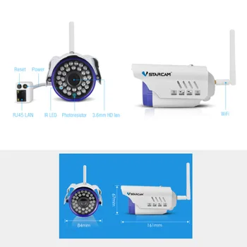 VStarcam C7815WIP WiFi IP-Kamera Udendørs 1.0 MP-Megapixel HD CCTV Trådløse Bullet Overvågning Sikkerhed Sysytem Hjem