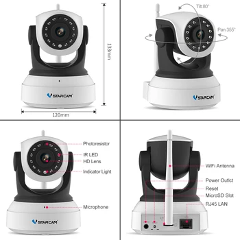 VStarcam HD Ip-Kamera Trådløst Wi-fi, Video-Overvågning, Nat Sikkerhed Kamera Netværk Indendørs Baby Monitor C7824WIP