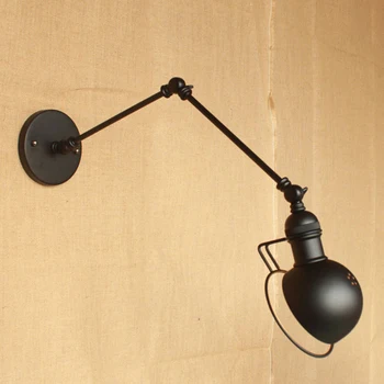 Væglamper loft vintage dobbelt lange arm væglampe lamparas de forhold justerbare Håndtag Rustik Metal væglampe Sconce Inventar