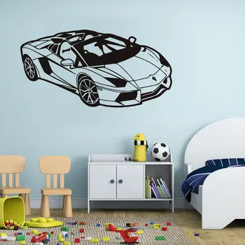 Vægoverføringsbillede Kids Room Mode, Sport, Racing Bil Vinyl Kunst Mærkat boligtilbehør Soveværelse, Stue Dekoration Flytbare WW-170