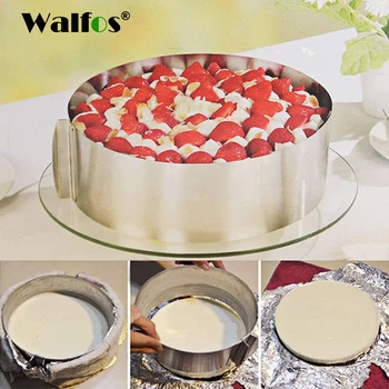 WALFOS fødevaregodkendt Rustfrit Stål Justerbar kage pan Udtrækkelig Cirkel Mousse Ring Mould Bagning Værktøj Sæt Kagen Skimmel Bageforme