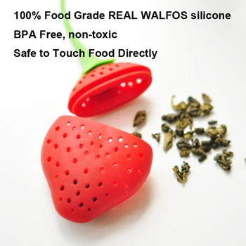 WALFOS Silica Gel Jordbær Te-Filter Pose Te-Filter Bag Bolden Stikker Løs Herbal Spice silikone te Infusionsenheden Filter