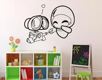 Wall-e og Eve vægoverføringsbillede Tegnefilm Robotter Vinyl Klistermærke Hjem Indretning Ideer Indvendig Aftagelig Kids Room Wall Art