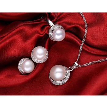 WATTENS Nye Mode naturlige Perle sæt, smykker perle vedhæng halskæde, ring, øreringe til kvinder , bryllupsfest smykker,Kærlighed