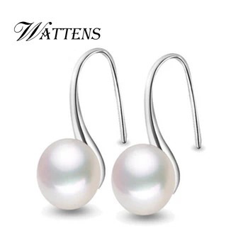 WATTENS trendy smykker 925 sterling sølv øreringe 8-9mm sort Hvid Naturlige freshwater pearl stud øreringe til kvinder gave