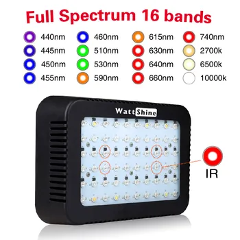 Wattshine Fulde spektrum 300W vokse lampe 16 bands, Ingen rust Intelligent Temperatur kontrol Sikkerhed energibesparelse Certificering CE