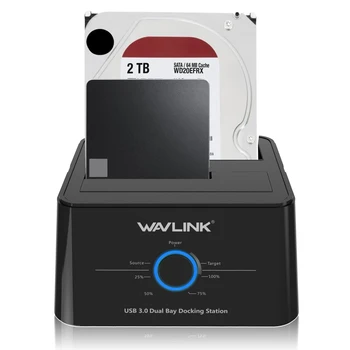Wavlink USB 3.0 hdd Kabinet Dual Bay Ekstern Harddisk Docking Station til 2,5/3,5 og SSD SATA-1/2/3 Kabinet Til 2*8 TB HDD Sag