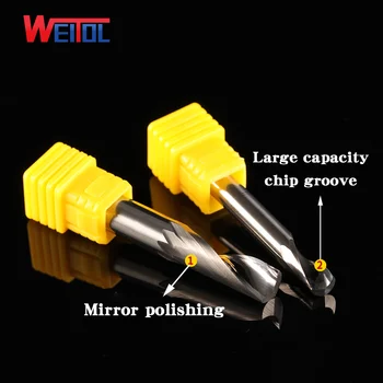 Weitol CNC 1 Stk/sæt 1 Fløjter fræsere Diameter 3.175/4/6/8 mm Fræser Til Aluminium Router Smule CNC-Værktøjer