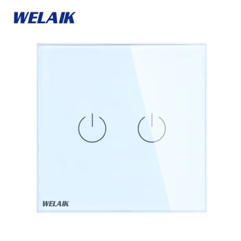 WELAIK Krystal Glas Panel afbryder Hvid Væg Skifte EU-Touch Skifte Skærm væglampe Skifte 2gang1way AC110~250V A1921W/B