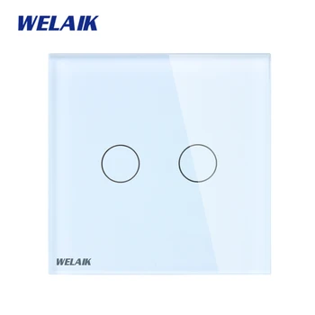 WELAIK Krystal Glas Panel afbryder Hvid Væg Skifte EU-Touch Skifte Skærm væglampe Skifte 2gang1way AC110~250V A1921CW/B