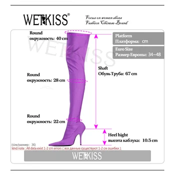 WETKISS Brand Design Sko Kvinder 2017 Sexet Spids tå Over Knæet Støvler Kvinde, Tynd Hæl Låret Høje Boot Kvindelige Part Lyse Farve
