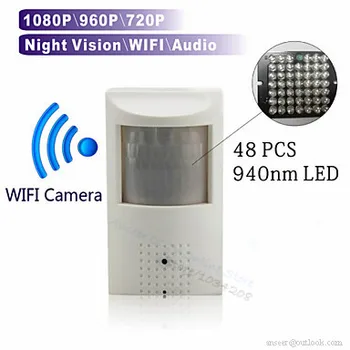 WIFI Micro SD-Kort Slot 720P 960P 1080P PIR Stil Onvif Kablede Og Trådløse IP Kamera Med Usynlige 940nm IR LED Indbygget Audio