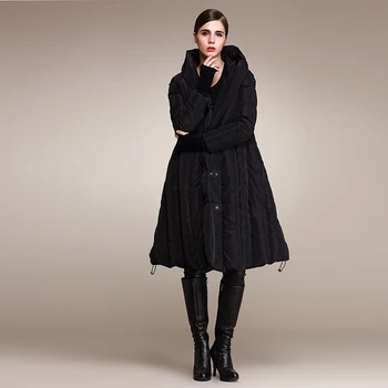 Winter Plus size 90% duck ned frakke fashion brand hættekappe style lange ned jakke kvinders løs tykkere varm frakke wj1307