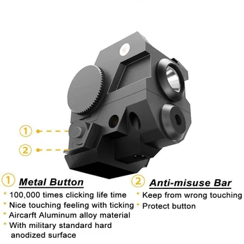 WIPSON Mini-Sub Kompakt Jernbane Rød Laser sigte med Høj Lumen LED Lommelygte Integreret Combo med Strobe for Pistol Riffel