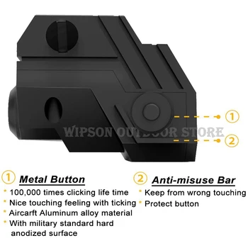 WIPSON Mini-Sub Kompakt Taktiske Jernbane Mount Lav Profil Grøn Prik Laser sigte med indbygget Genopladeligt Batteri, til Pistol