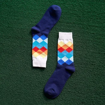 WJFXSOX Mandlige Tide Brand Happy Socks Gradient Farve Afsnit sommer Stil Ren Bomuld Strømper til Mænd knæhøje Business Sokker