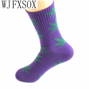 WJFXSOX Nye Four seasons Maple leaf Sokker lang mode Ukrudt Sokker Mænd Skateboard hiphop sokker Meias Kvinder unisex 3d Par sokker