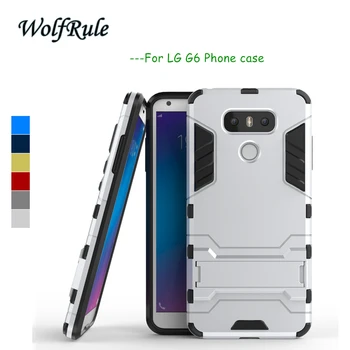 WolfRule Anti-banke Til LG G6 Dække Blød Silikone + Slank Plast Telefon Holder Stand Sag For LG G6 Sag For LG G6 5.7