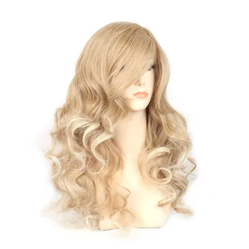 WoodFestival blond/sort rød krøllet lange blonde paryk med bangs syntetisk hår parykker kvinder paryk varmeresistent fiber cosplay