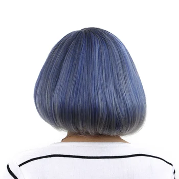 WOODFESTIVAL kvinder grå grå parykker kort bobo syntetisk hår parykker varmeandig navy blå paryk, 30 cm lilla taro paryk Lige