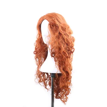 WoodFestival modig cosplay paryk orange paryk lange hår varmeandige syntetiske parykker curly