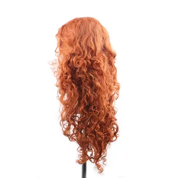 WoodFestival modig cosplay paryk orange paryk lange hår varmeandige syntetiske parykker curly